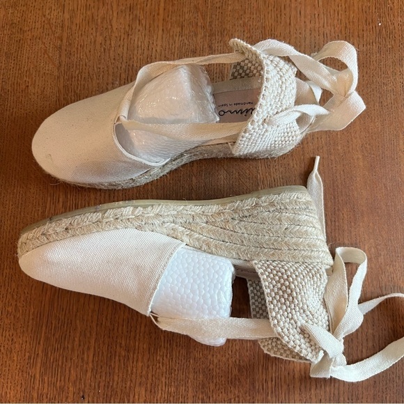 gaimo Ecru Wedge Lace Up Ivory Espadrilles 37 - Picture 11 of 13